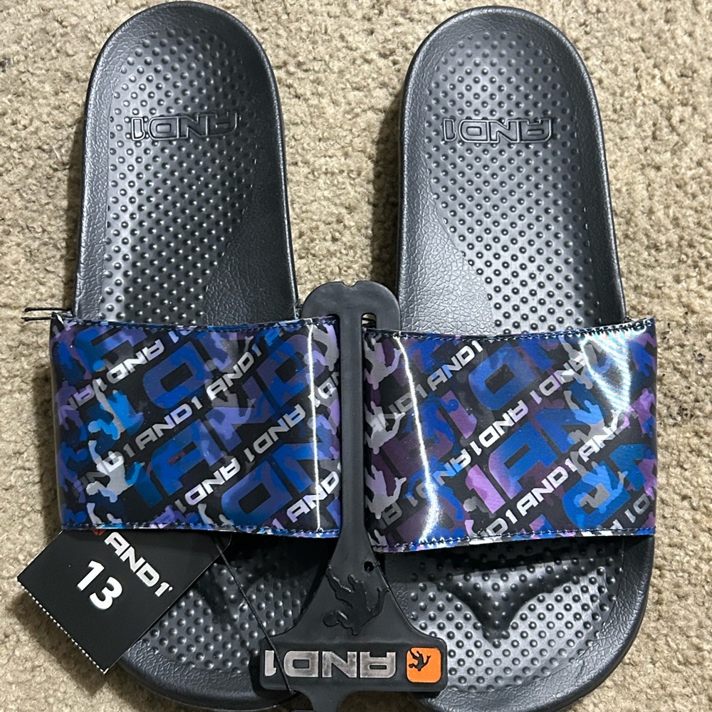AND1 Blue and Black Slide Sandals